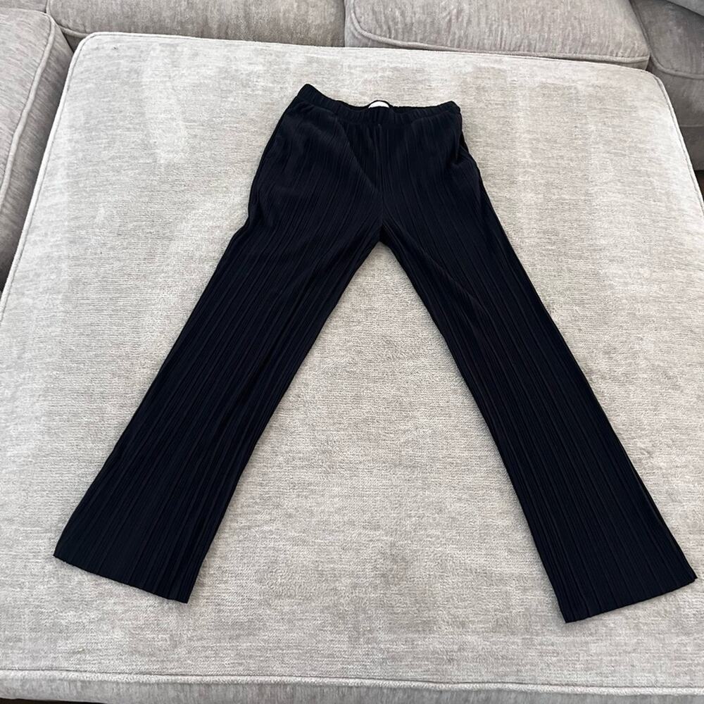 Oak and Fort Black Ribbed Pleated Loose Fit Trouser Pants Size SP